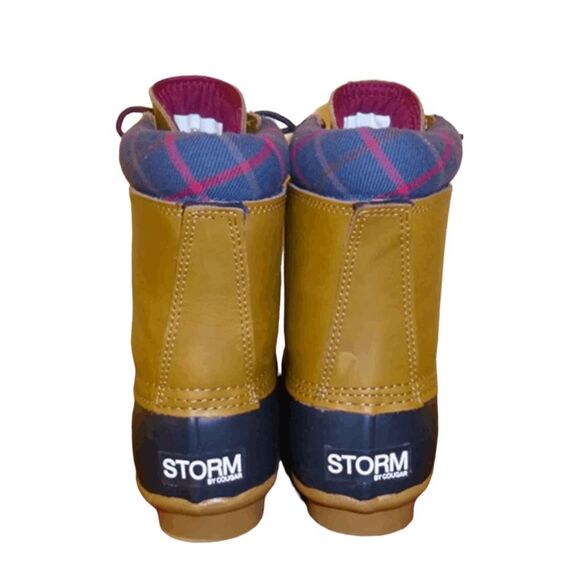 Storm by Cougar Roger Waterproof Duck Boots Tan Blue Leather Rubber Snow Winter - Picture 4 of 6